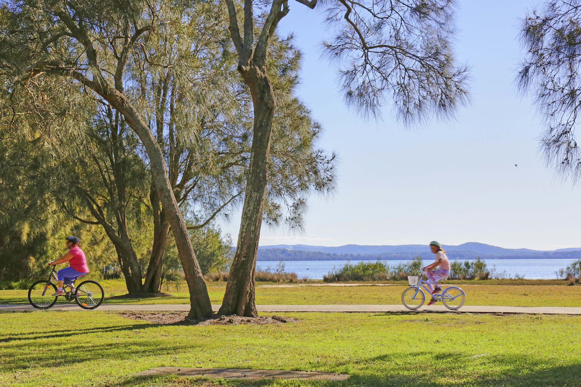 Bike riding at Long Jetty Tuggerah Lake