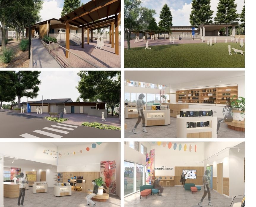 Interior and exterior renders of the new Visitor Information Centre