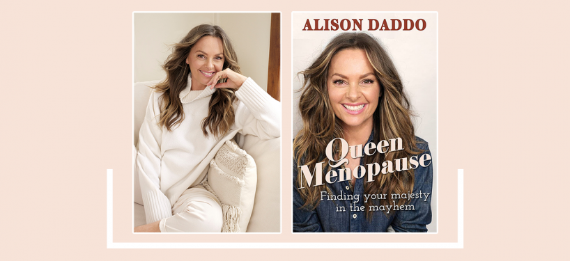 Author Alison Daddo and book cover 'Queen Menopause'