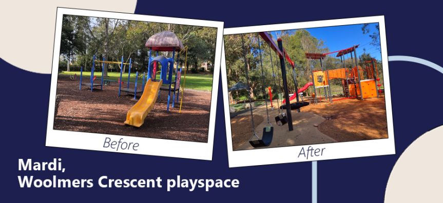 before and after image of play equipment